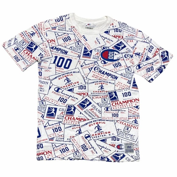 Champions Century Short Sleeve Chainstitch Shirt Men’s size Medium in White - Picture 2 of 7